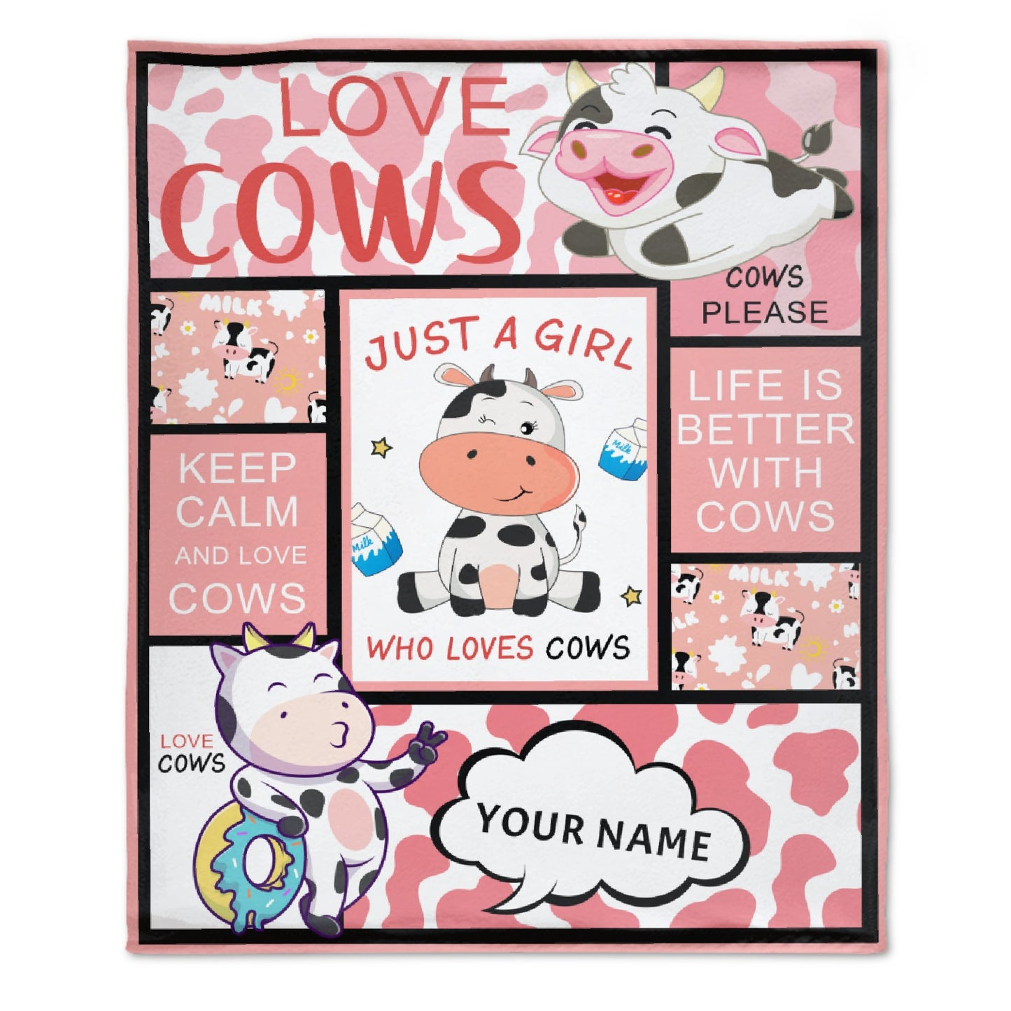 Free Shipping✈️Personalized Cow Print Blanket with Name