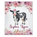 Personalized Baby Toddler Name Blanket-Farm Cow Animal