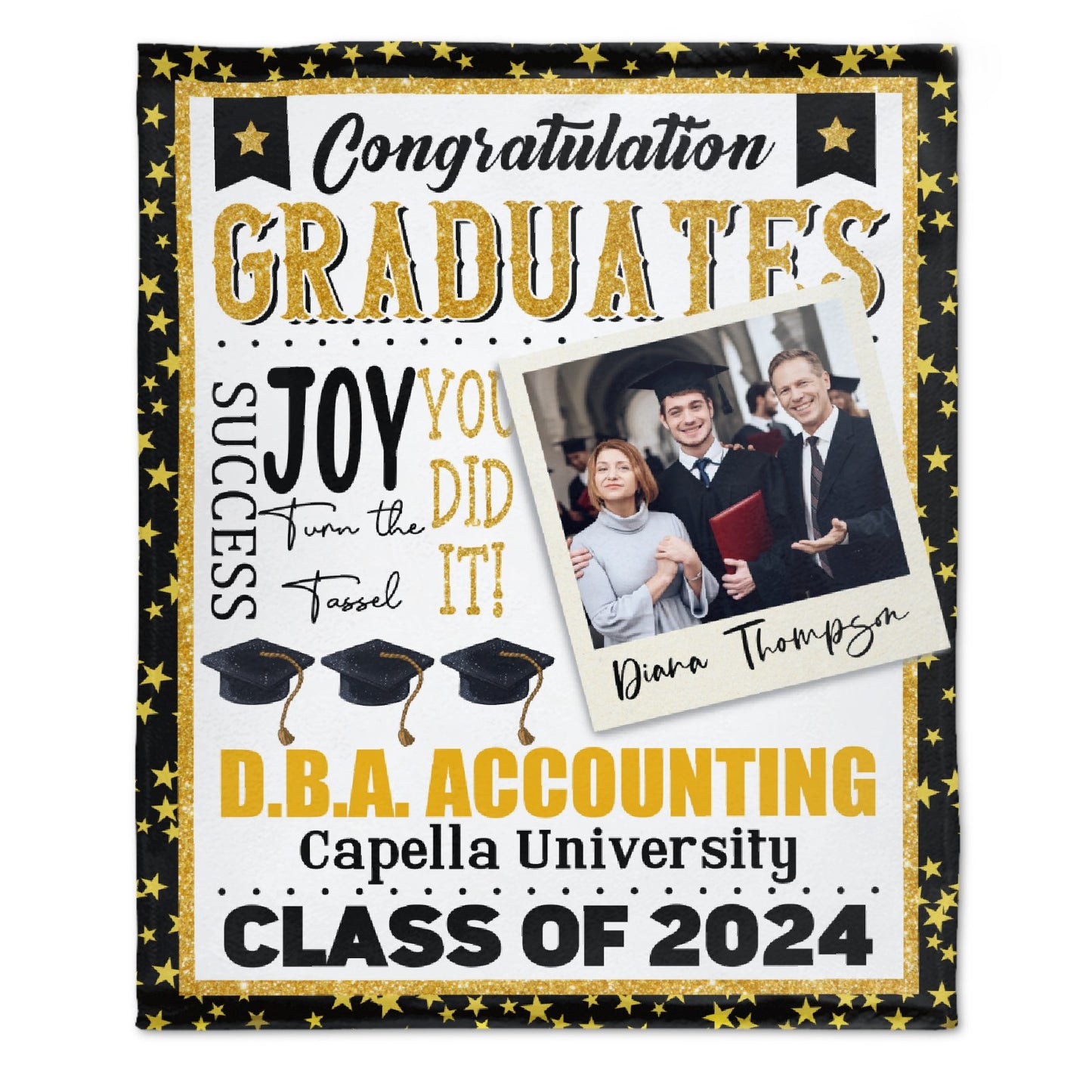 Graduate Congratulation - Personalized Blanket - Graduation, Birthday, Loving Gift For Seniors, Graduate Students, Daughters & Sons