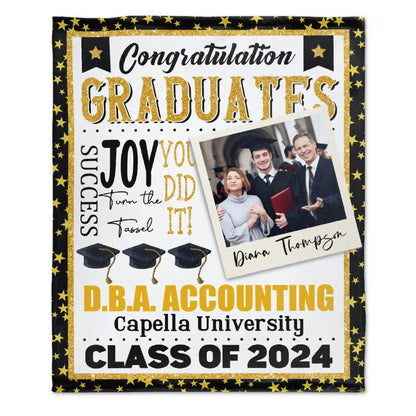 Graduate Congratulation - Personalized Blanket - Graduation, Birthday, Loving Gift For Seniors, Graduate Students, Daughters & Sons