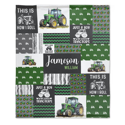 Free Shipping✈️Custom Baby Name Blanket - Truck Tractors Blanket,  Gift Blanket For Boys - Blanket For Christmas