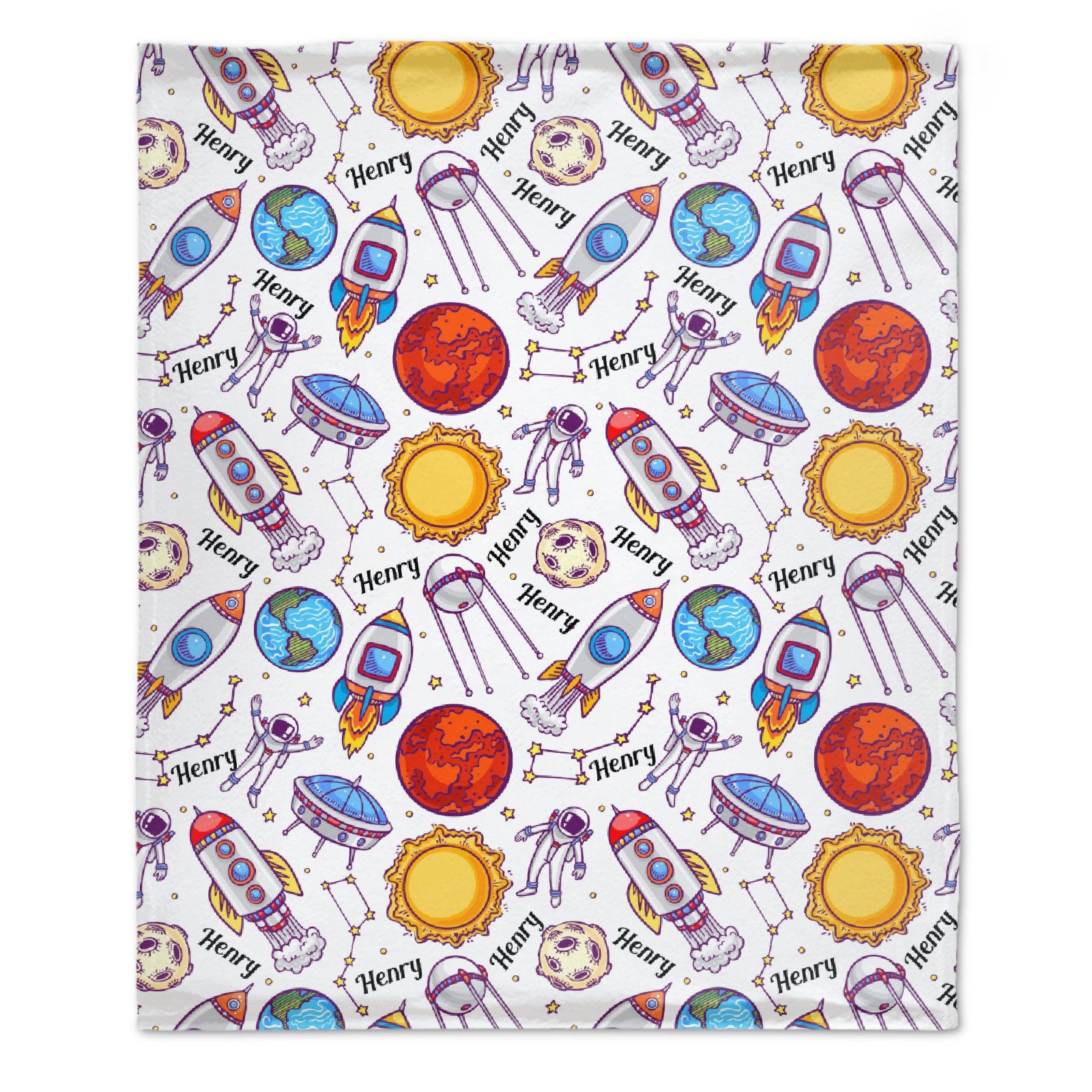 Personalized Baby Blanket- Name Blanket- Space Blanket - Space - Sherpa - Name Pattern Blanket - Planet