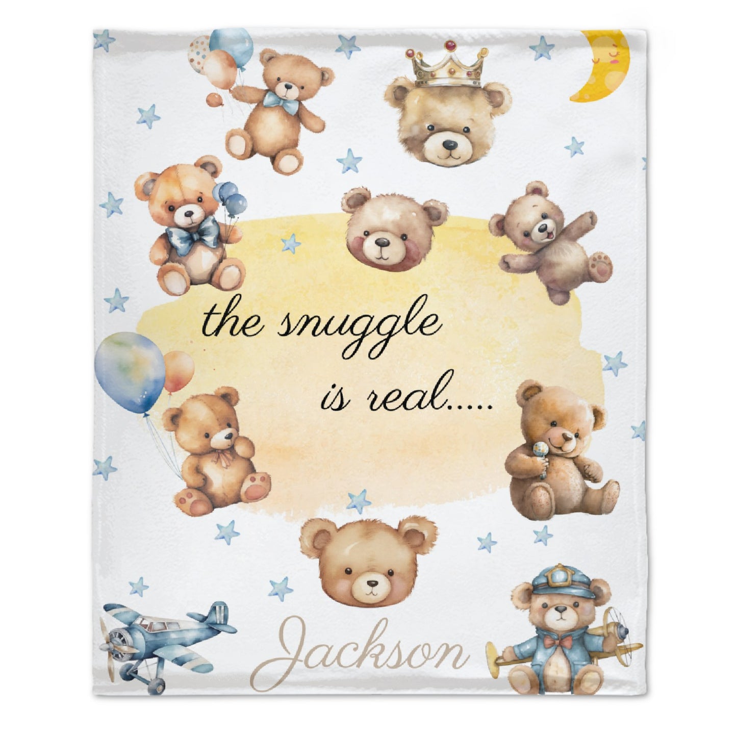 Livraison gratuite✈️Couverture pour bébé à motif d'ours personnalisé avec nom