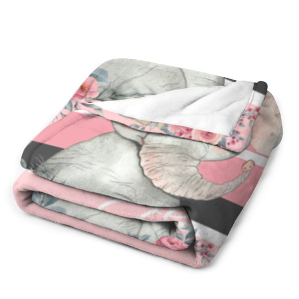 Free Shipping✈️Personalized Floral Elephant Blanket - Customized Name Gift