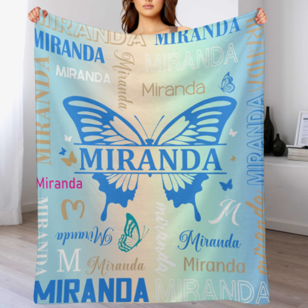 Children's Custom Personalized Name Blanket, Personalized Blanket with Name - 9 Colors 7 Sizes - Gift for Kids