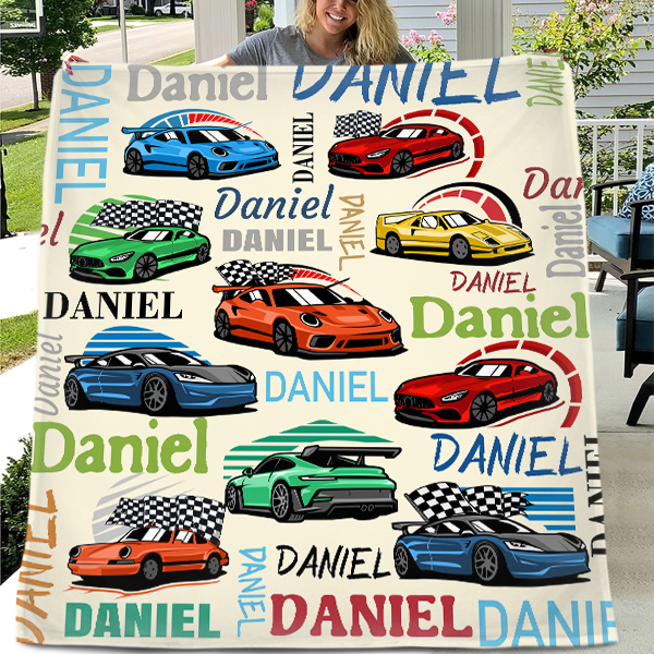 Personalized Drift Car Name Blanket