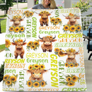 Personalized Daisy Highland Cow Baby Blanket with Name