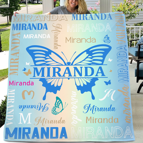 Children's Custom Personalized Name Blanket, Personalized Blanket with Name - 9 Colors 7 Sizes - Gift for Kids