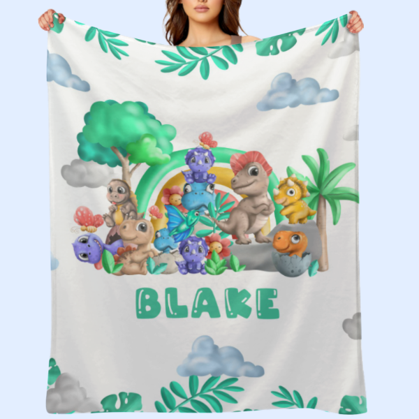 Free Shipping✈️Cute Baby Dinosaur Personalized Custom Blanket - Gifts for Kids