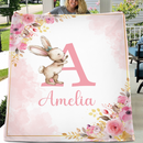 Personalized Baby Blanket with Name, Pink Bunny