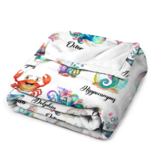 Free Shipping✈️Custom Name Cute Sea Animal Blanket - Gifts for Kids