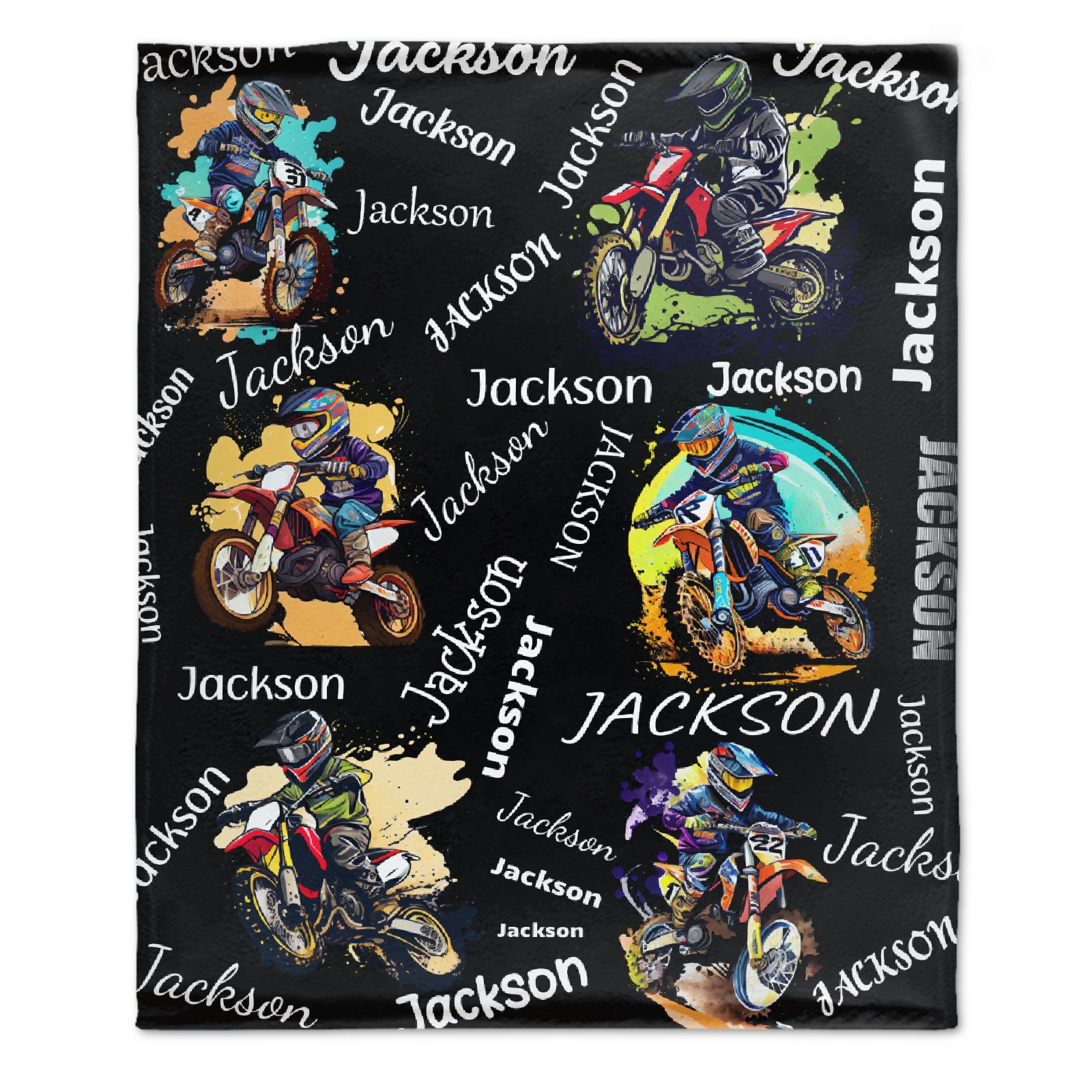 Livraison gratuite✈️Couverture personnalisée avec nom de motocross pour enfants