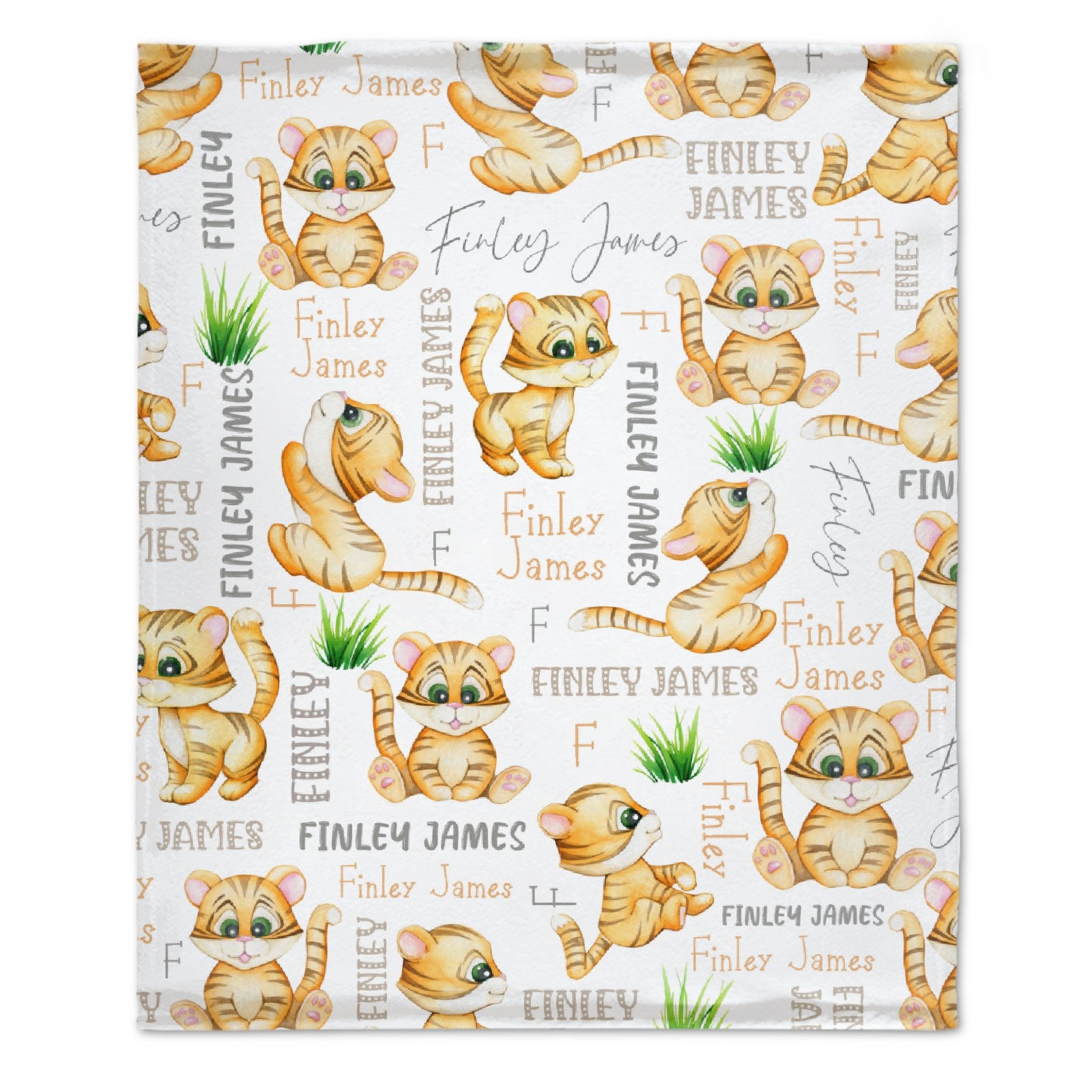 Personalized Name Animal Tiger Baby Blanket