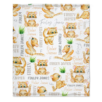 Personalized Name Animal Tiger Baby Blanket