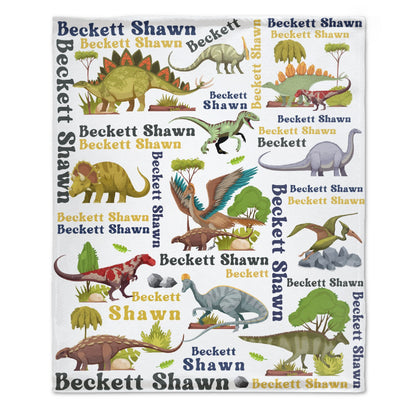 Free Shipping✈️Personalized Dinosaur Name Custom Blanket-Gift for Kids