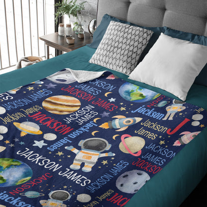 Couverture pour bébé à motif de nom personnalisé, thème de l'espace extra-atmosphérique personnalisé, livraison gratuite