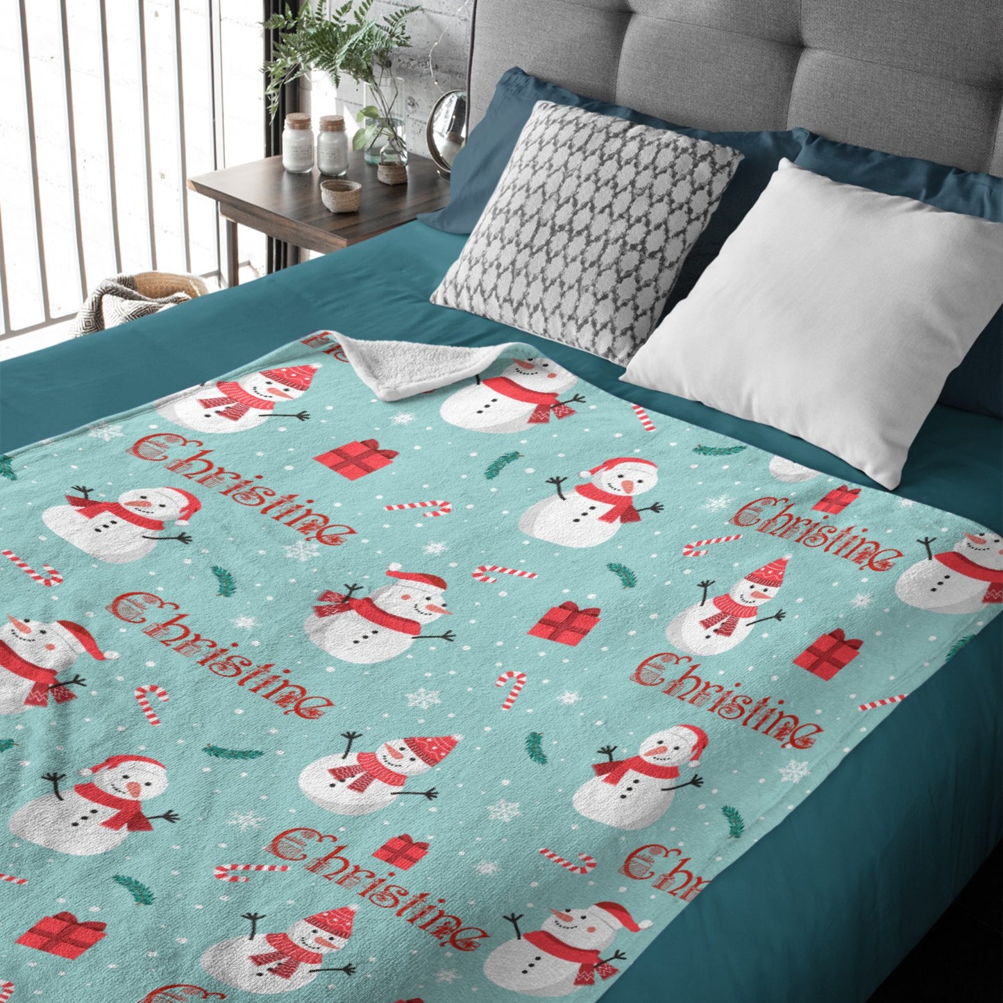 Free Shipping✈️Christmas Snowman Personalized Name Blanket Christmas Gift