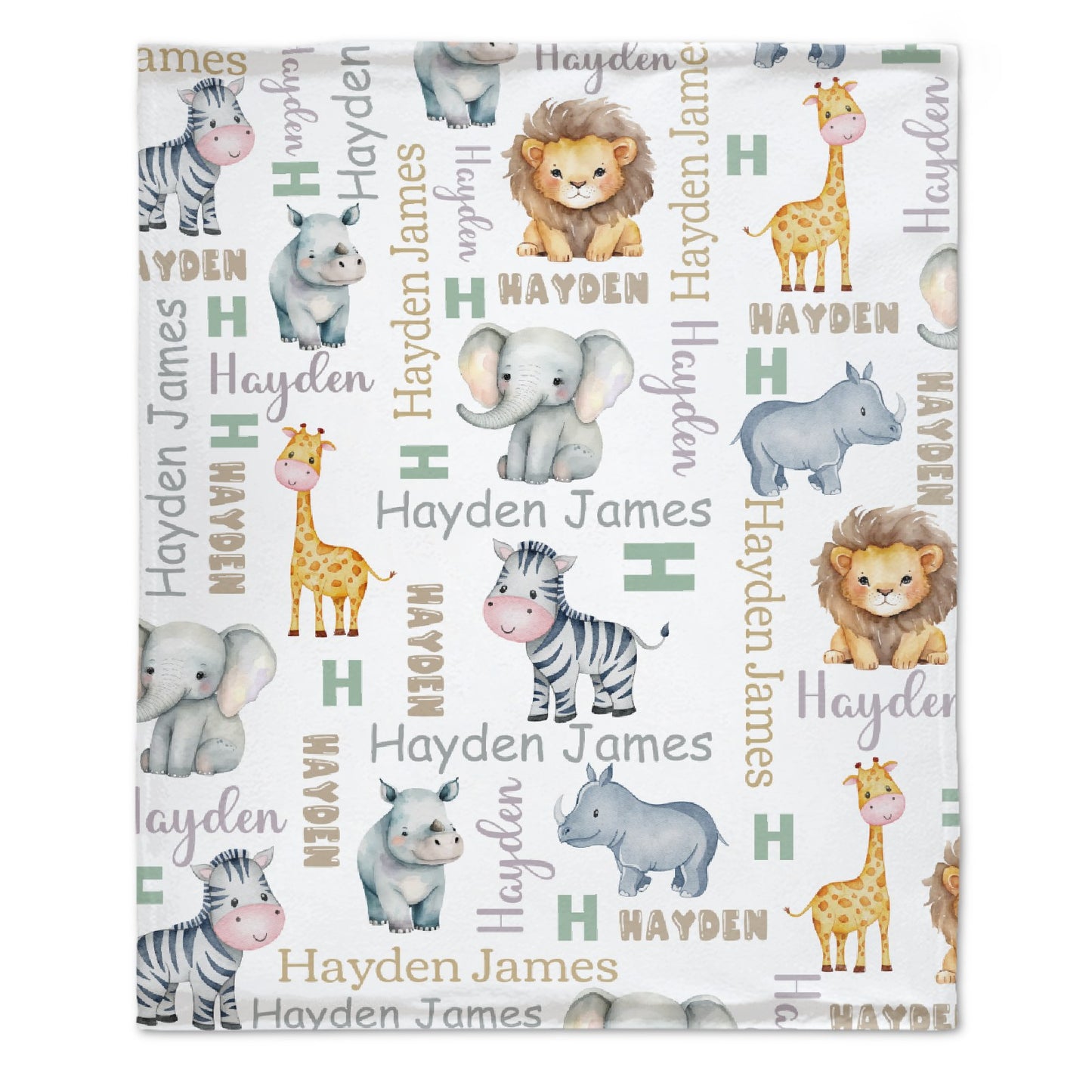 Livraison gratuite✈️Couverture Safari pour bébé garçon Couverture personnalisée pour animaux de safari