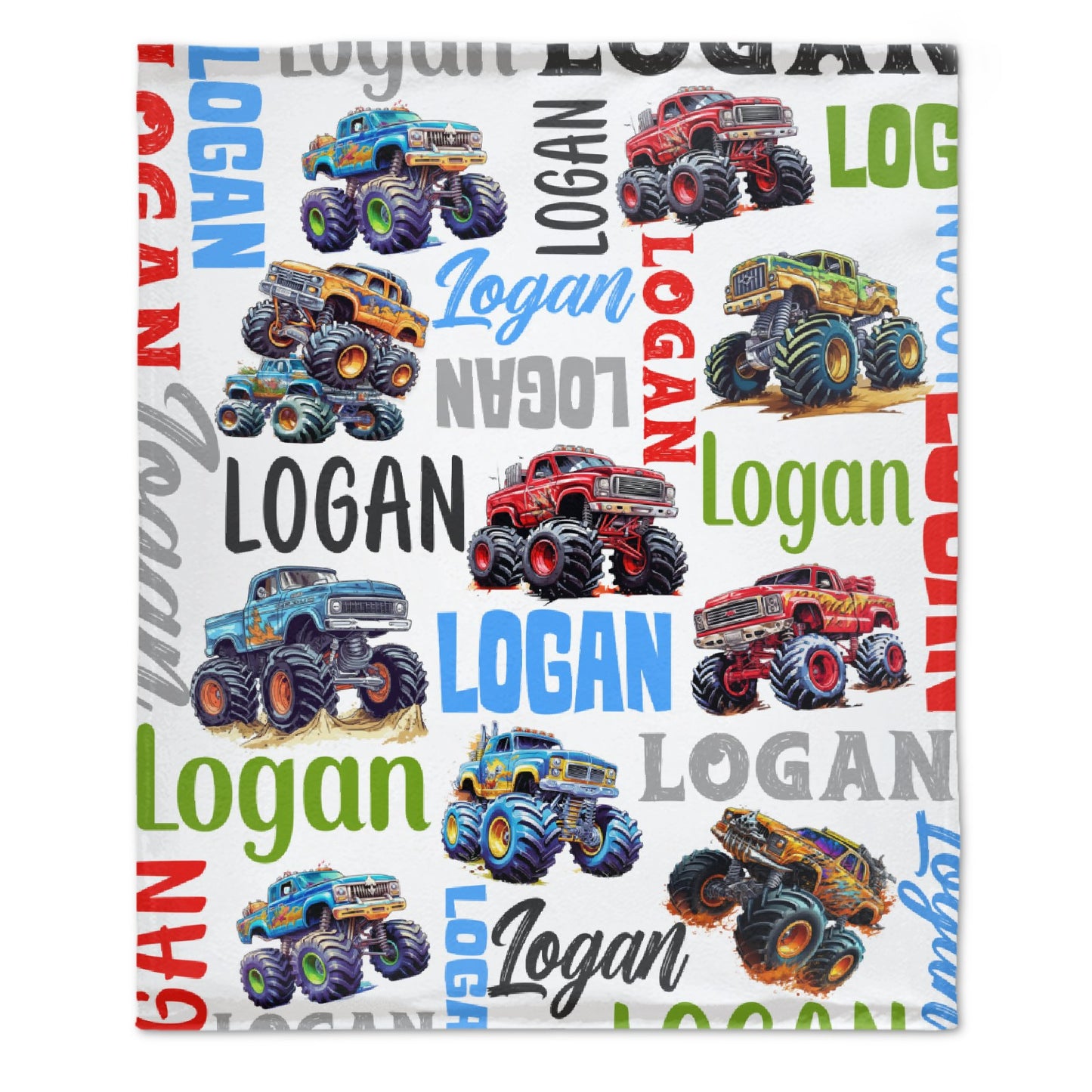 Livraison gratuite✈️Monster Trucks Nom personnalisé Couverture pour bébé