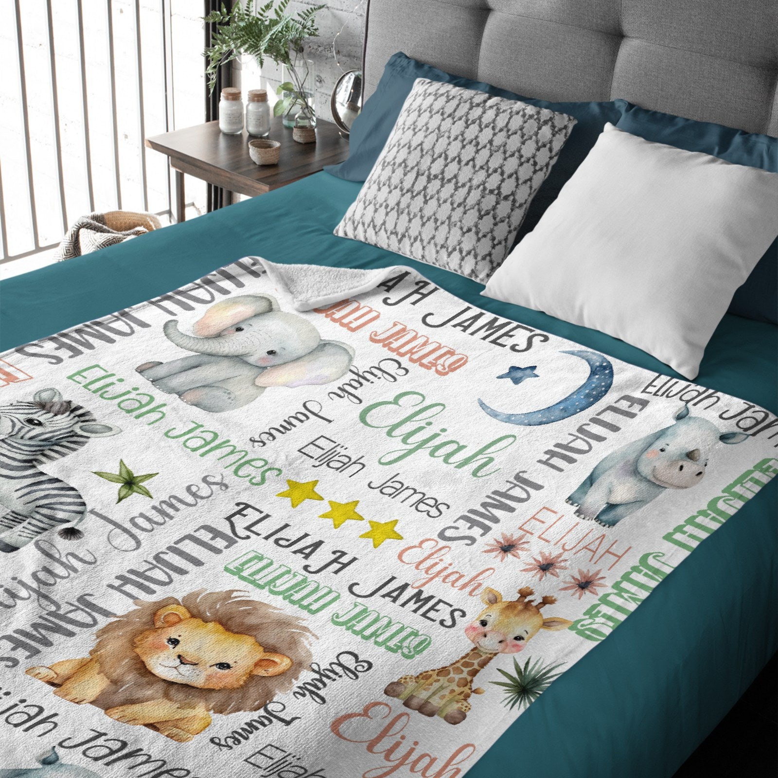 Personalized Forest Animal Blanket