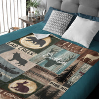 Personalized Woodland Deer and Bear Baby Blanket with Name