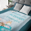Blue Adventure Awaits Watercolor Safari Animals Custom Name Blanket