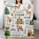 Personalized Woodland Animal Blanket Customized Baby Name Kids Custom Deer And Fox