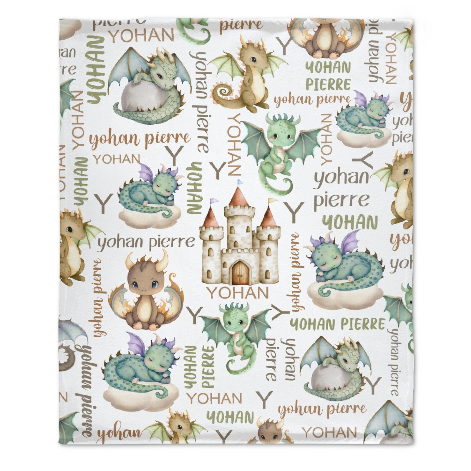 Personalized Name Dragon Castle Baby Blanket