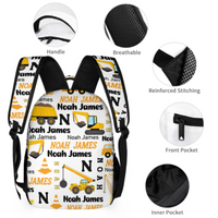 Personalized Construction Trucks Backpack For Kids
