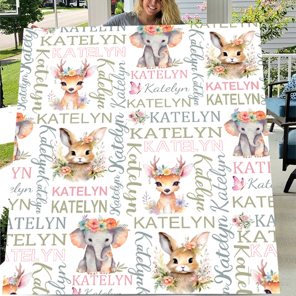 Free Shipping✈️Customized Baby Blanket with Name for Girl for Baby Shower Christmas Birthday