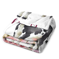 Personalized Baby Toddler Name Blanket-Farm Cow Animal