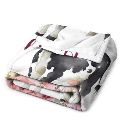 Free Shipping✈️Personalized Baby Toddler Name Blanket-Farm Cow Animal