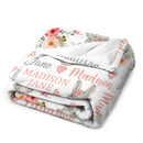 Free Shipping✈️Personalized Baby Girl Blanket Coral Floral Bunny Baby Blanket