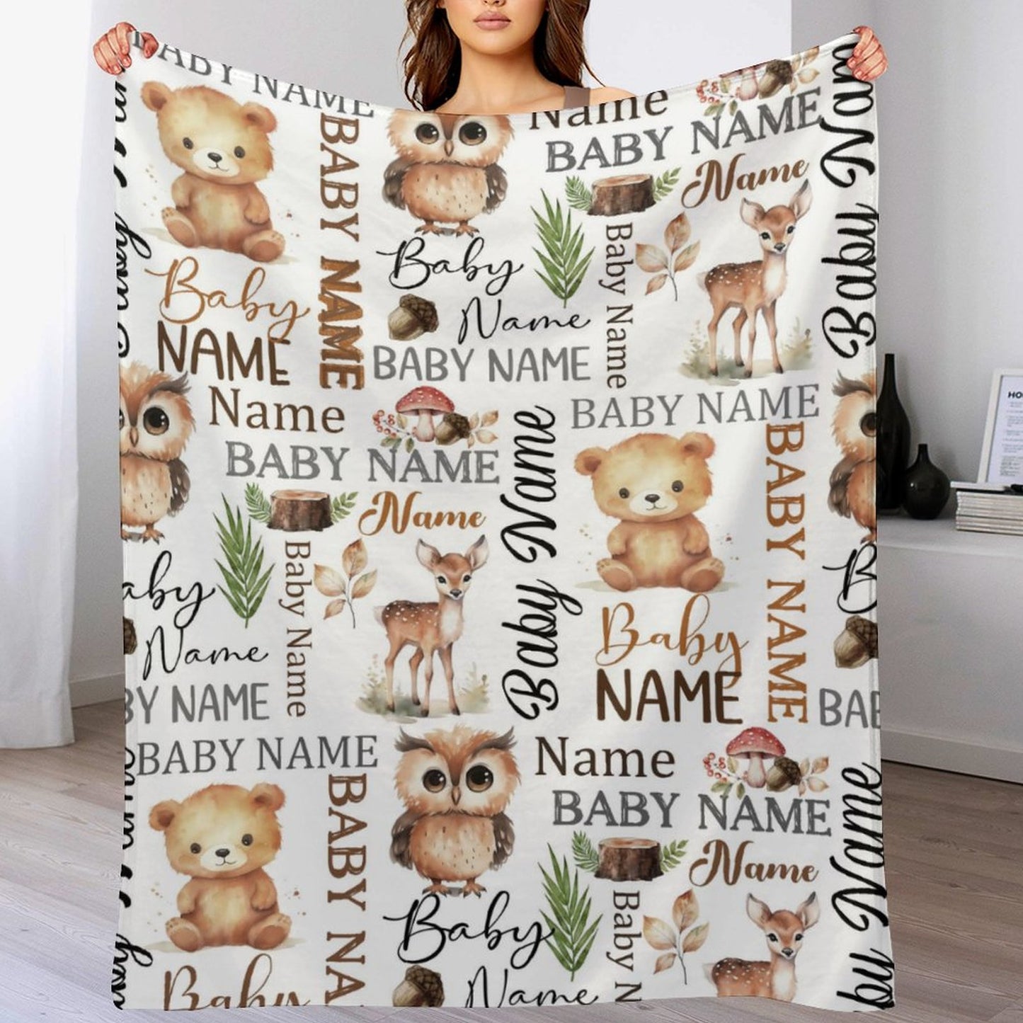 Free Shipping✈️Personalized Baby Blankets, Custom Baby name Blanket - Best Gift for Baby, Newborn - bear blanket