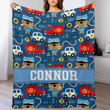 Couverture pour bébé avec nom personnalisé, livraison gratuite✈️Transport Ambulance pompier