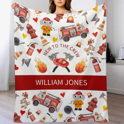 Free Shipping✈️Personalized Custom Name Baby Blanket - Fire Service Firetruck Fireman