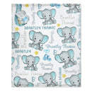 Personalized Name Elephant Baby Blanket