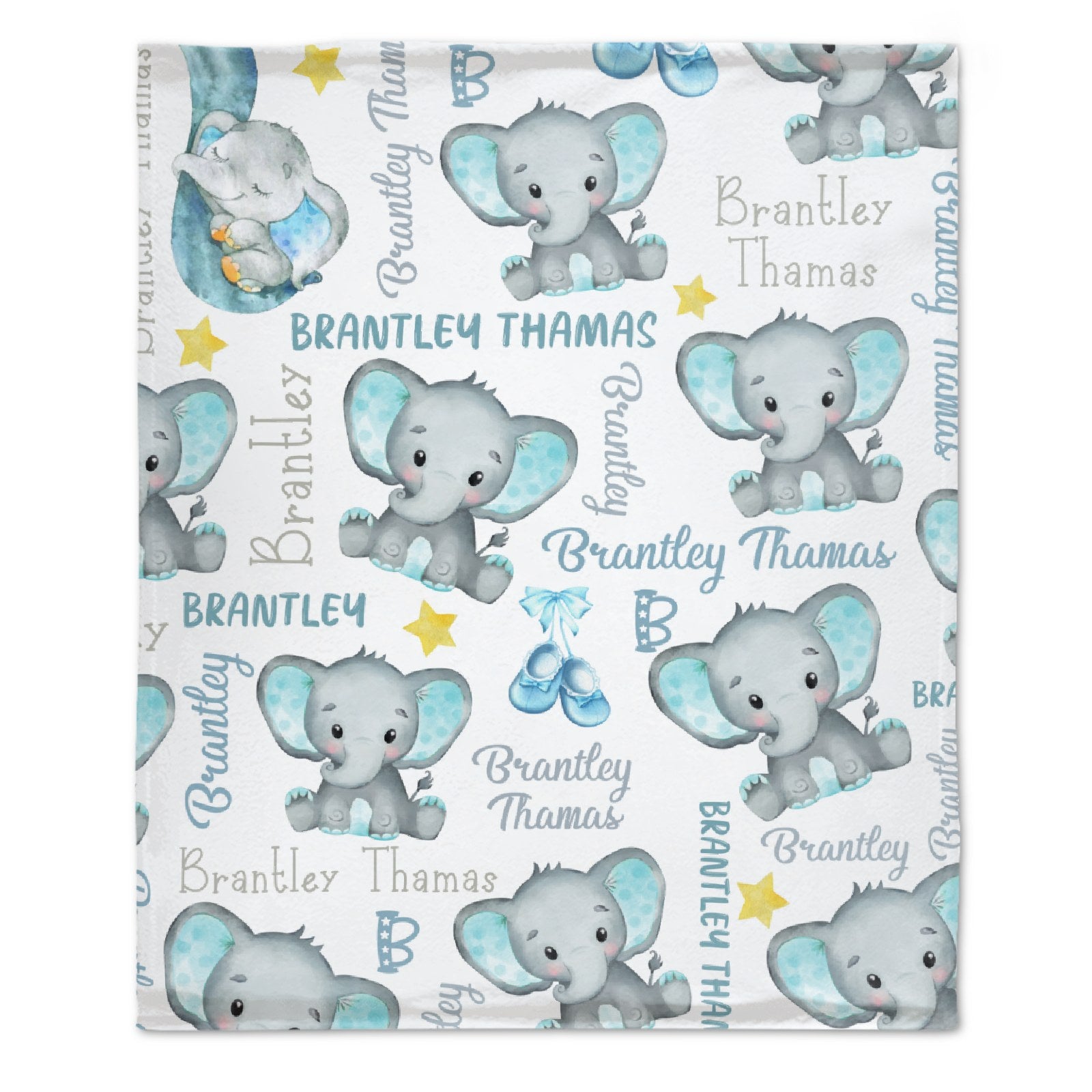 Personalized Name Elephant Baby Blanket