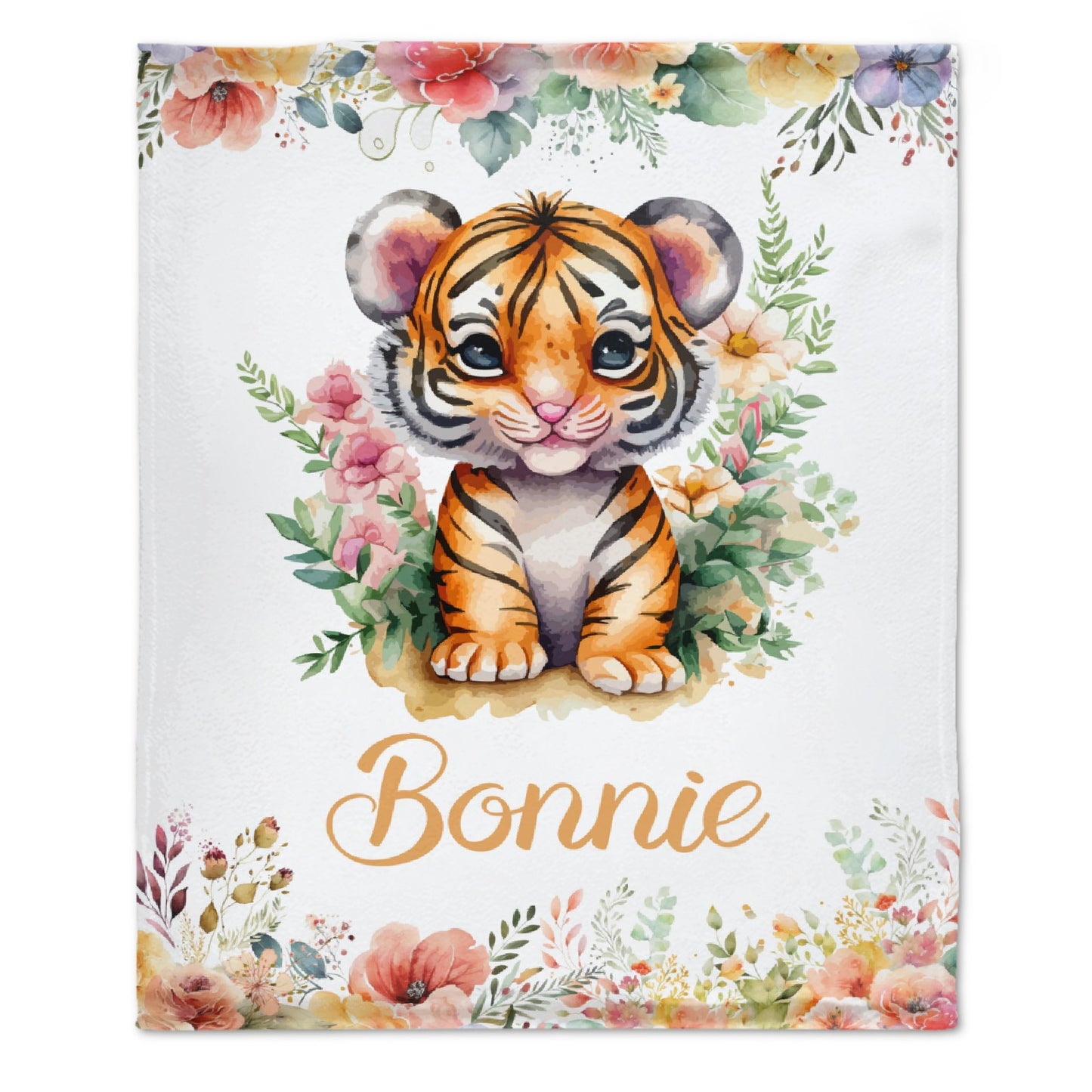 Livraison gratuite✈️Couverture personnalisée avec nom de bébé tigre