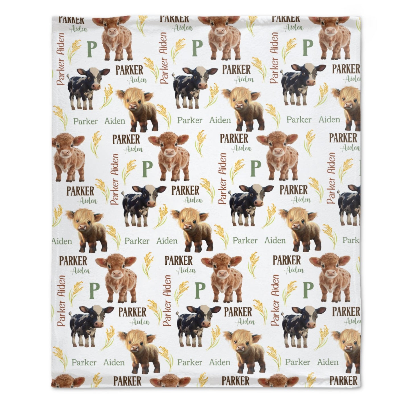 Free Shipping✈️Personalized Cow Baby Blanket, Farm Baby Blanket, Farm Animal Baby Shower Gift