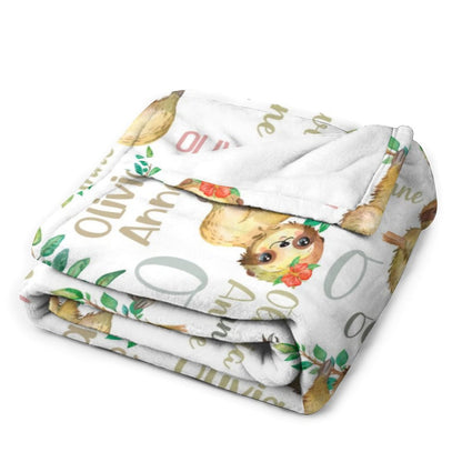 Couverture pour bébé avec nom personnalisé, livraison gratuite✈️Animal Sloth