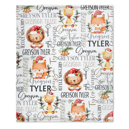 Free Shipping✈️Christmas Safari Name Custom Baby Blanket