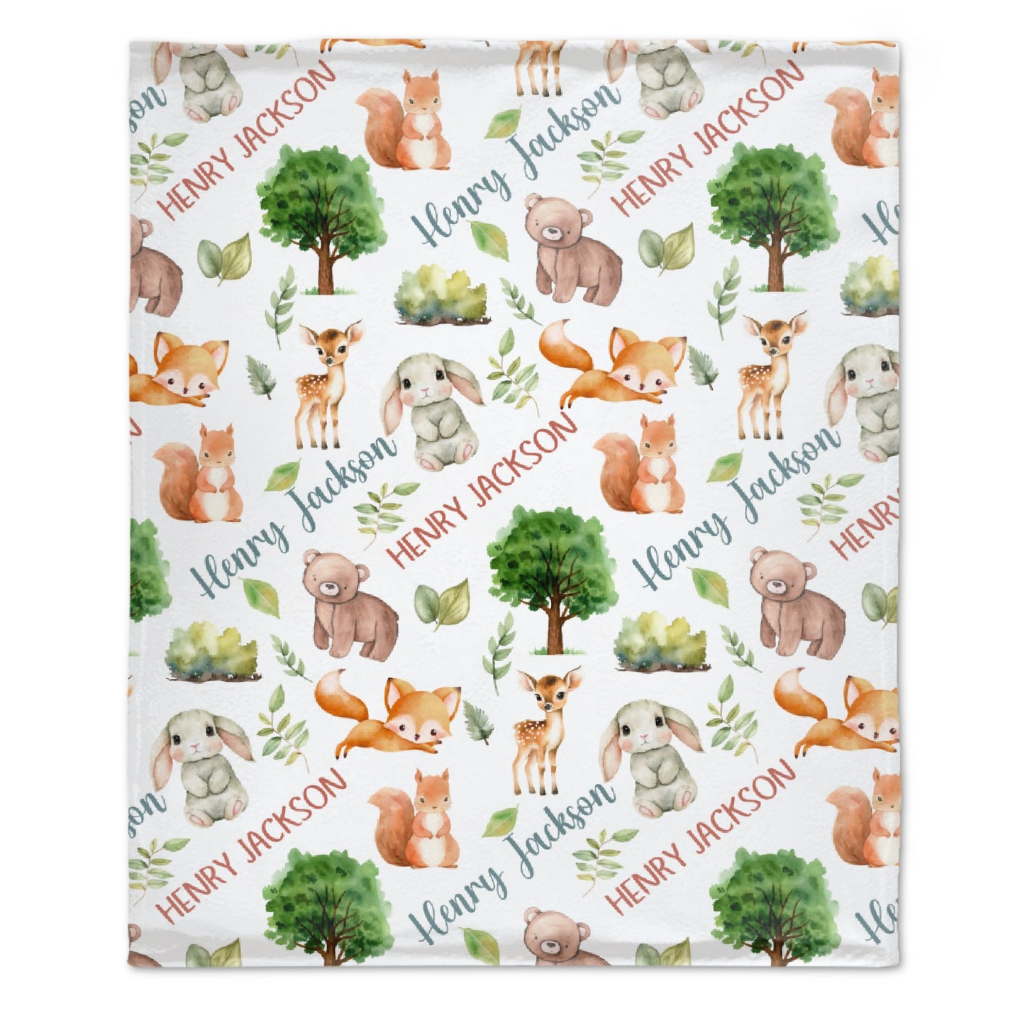 Livraison gratuite✈️Couverture personnalisée avec nom de bébé sur le thème des animaux de la forêt