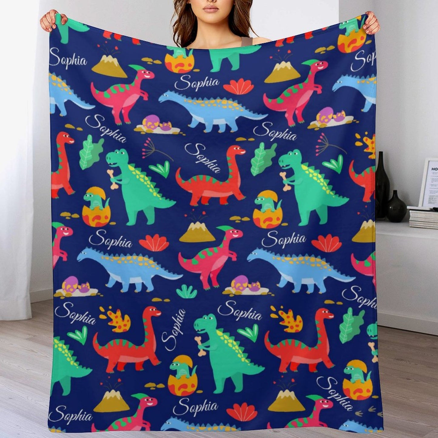 Livraison gratuite✈️Couverture de bébé dinosaure personnalisée avec nom personnalisé 