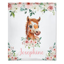 Horse Farm Animal Personalized Name Baby Blanket