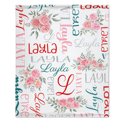 Free Shipping✈️Personalized Floral Name Blanket