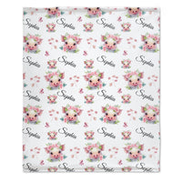 Cute Piggy Name Custom Blanket - Gifts for Kids