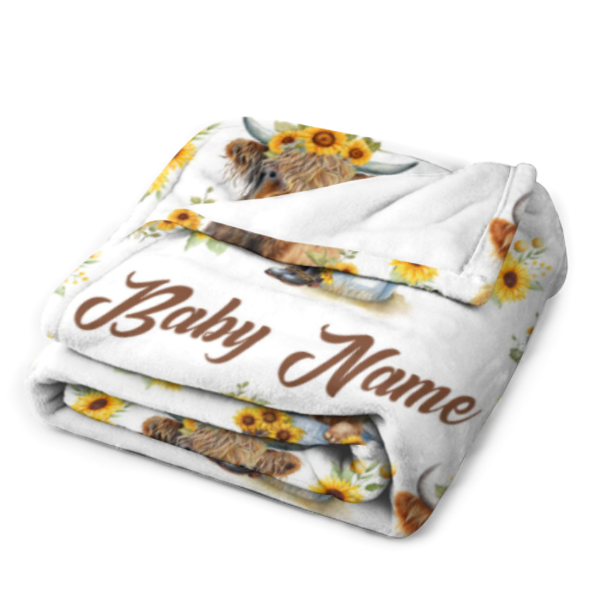 Personalized Cow Print Blanket - Gifts for Newborn