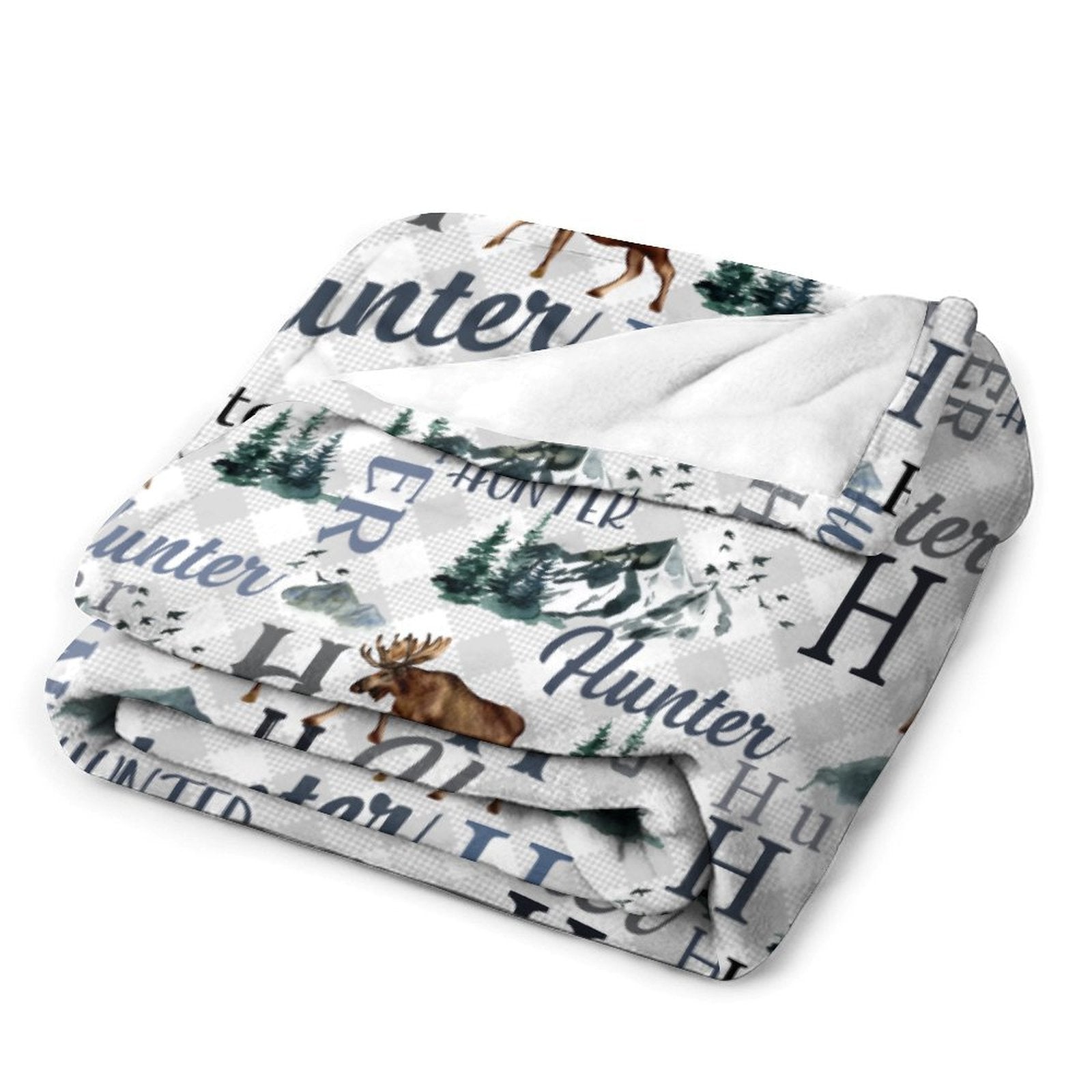 Personalized Moose Name Blanket - Outdoors Mountain Blanket - Custom Hunting
