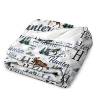 Personalized Moose Name Blanket - Outdoors Mountain Blanket - Custom Hunting